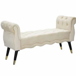 Viadurini Living Moderne Wohnzimmerbank-Rechteckige Bank aus Capitonnè-Stoff und Holz im modernen Design - Theodore