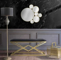 Viadurini Living Moderne Wohnzimmerbank-Rechteckige Bank im modernen Design aus Eisen und Stoff - Haily