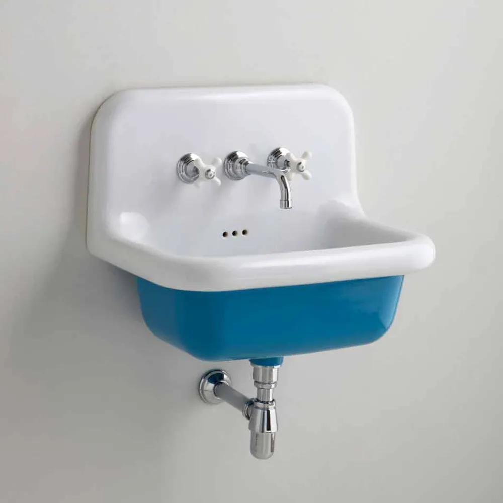 Viadurini Bathroom Vintage Waschbecken|Farbige Waschbecken-Rechteckige Keramikspüle mit farbigem Boden, Jordanien