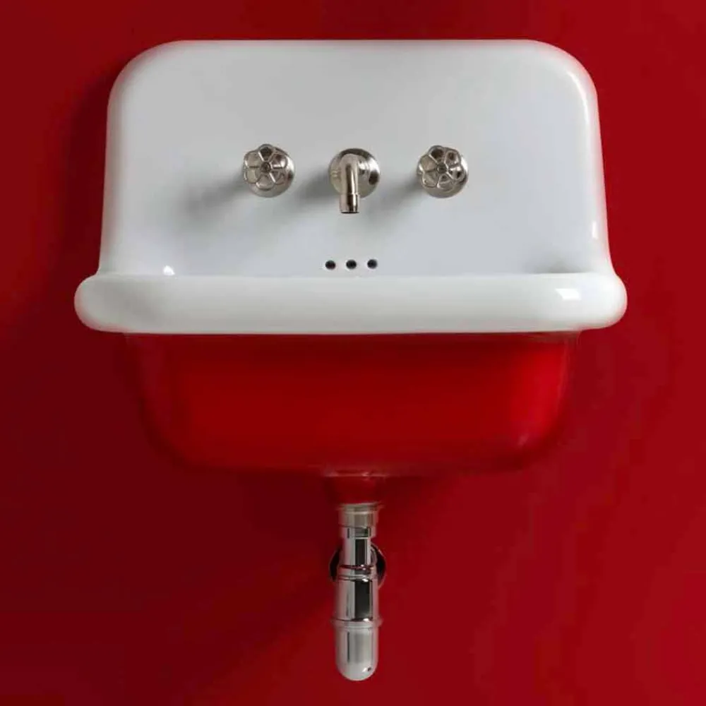 Viadurini Bathroom Vintage Waschbecken|Farbige Waschbecken-Rechteckige Keramikspüle mit farbigem Boden, Jordanien