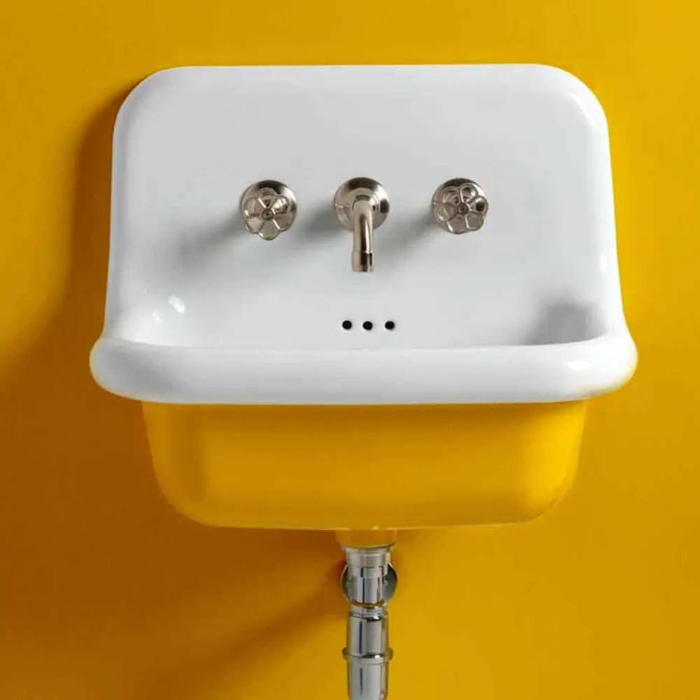 Viadurini Bathroom Vintage Waschbecken|Farbige Waschbecken-Rechteckige Keramikspüle mit farbigem Boden, Jordanien