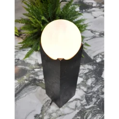 Viadurini Lighting Design Tischlampen-Rechteckige Lampe mit weißer Kugel und Marmorsockel Made in Italy - Koshi