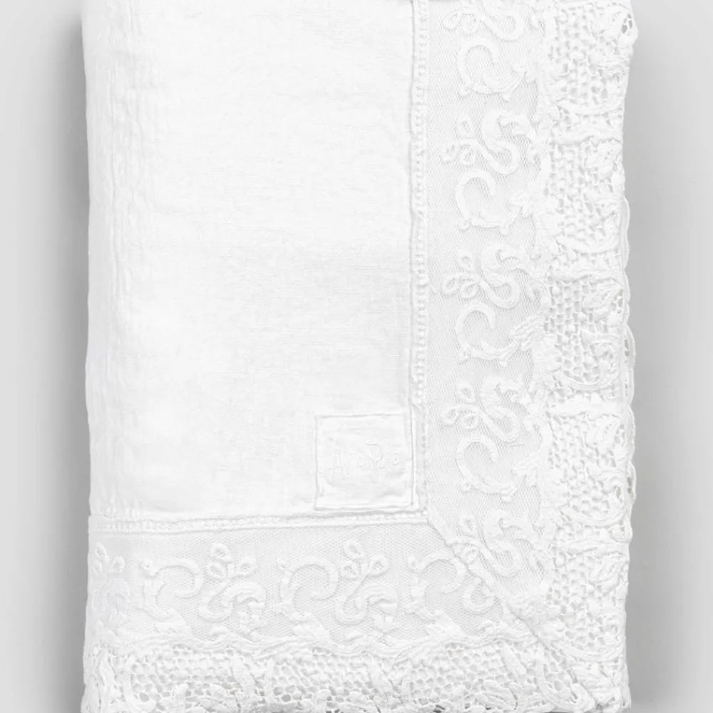 Viadurini Textile Tischdecken-Rechteckige Leinentischdecke mit Kante oder weißer Spitze, Luxusdesign - Davinci