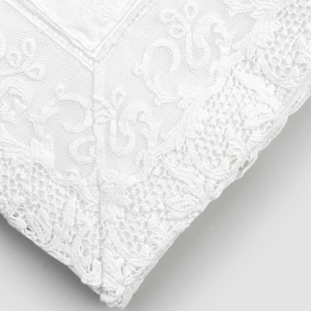 Viadurini Textile Tischdecken-Rechteckige Leinentischdecke mit Kante oder weißer Spitze, Luxusdesign - Davinci