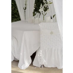 Viadurini Textile Tischdecken-Rechteckige Leinentischdecke mit Kante oder weißer Spitze, Luxusdesign - Davinci