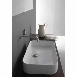 Viadurini Bathroom Keramikwaschbecken-Rechteckige rechteckige Arbeitsplatte Keramik Waschbecken - Tangulo