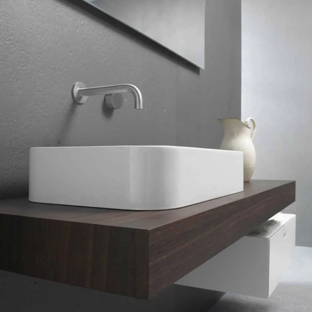 Viadurini Bathroom Keramikwaschbecken-Rechteckige rechteckige Arbeitsplatte Keramik Waschbecken - Tangulo