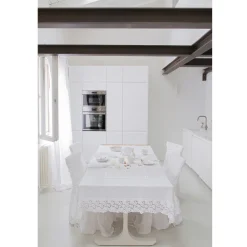 Viadurini Textile Tischdecken-Rechteckige Tischdecke aus Leinen und Spitzenbaumwolle im Luxusdesign - Olimpia