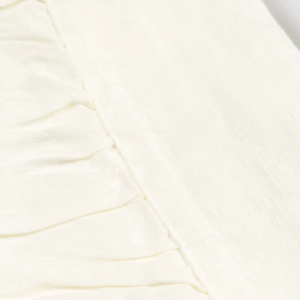 Viadurini Textile Tischdecken-Rechteckige Tischdecke aus weißem Leinen, Rahmen und geprägter Kantenfalte - Mippel