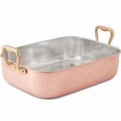 Viadurini Kitchen Kochgeschirr-Rechteckiger Bräter für die Türkei in verzinntem Kupfer von Hand 40x30 cm - Giampaolo