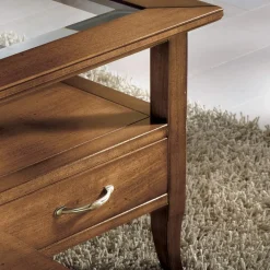 Viadurini Classic Klassische Couchtische-Rechteckiger Couchtisch mit 4 Schubladen und 2 Holzgriffen, hergestellt in Italien – Ade