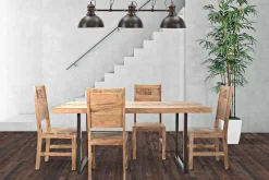 Viadurini Living Esstische-Rechteckiger Esstisch aus Akazienholz und Eisen - Hattie