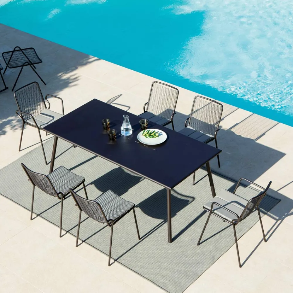 Viadurini in the Garden Gartentische Fest-Rechteckiger Esstisch für den Außenbereich aus verzinktem Stahl Made in Italy - Elvia