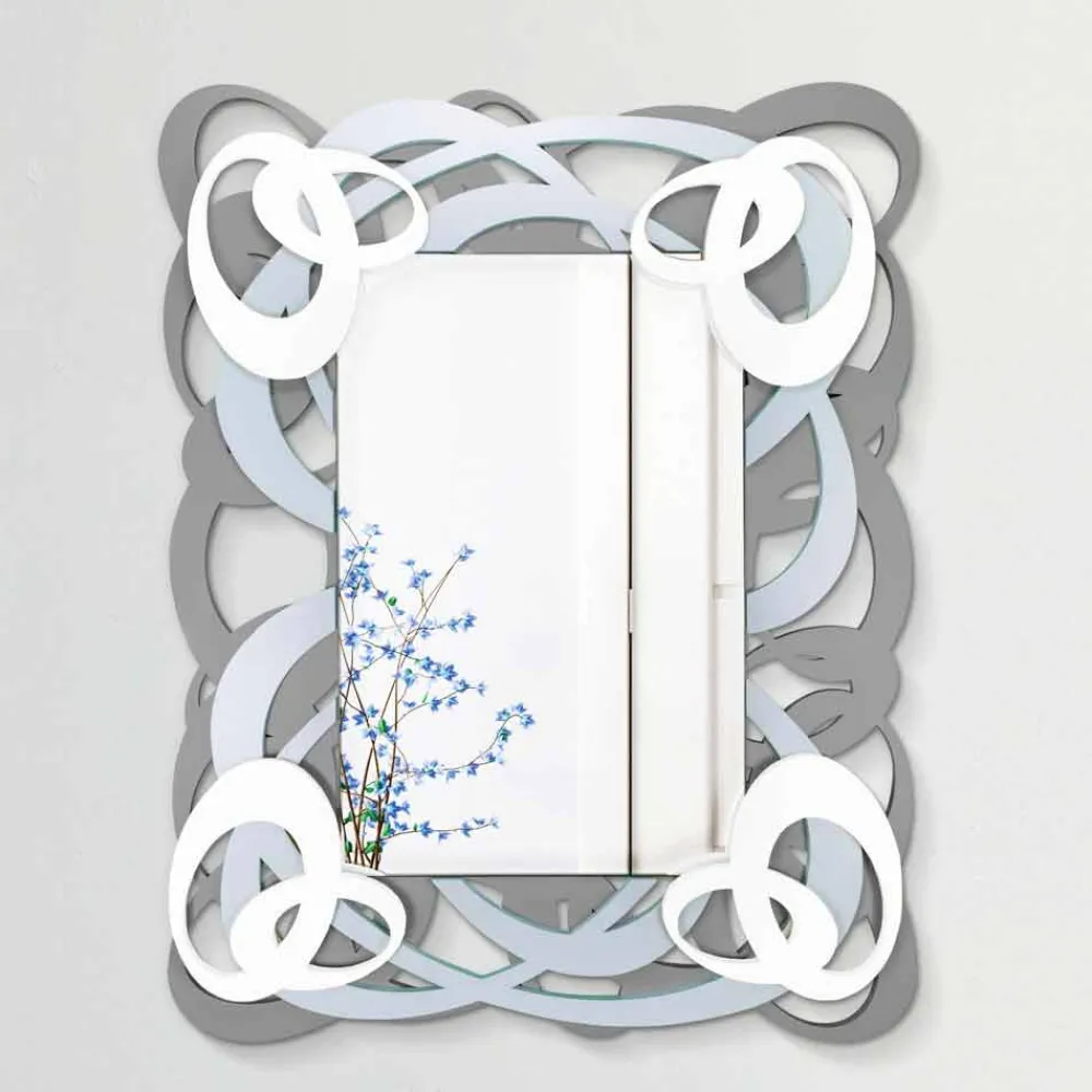 Viadurini Decor Wandspiegel-Rechteckiger farbiger hölzerner Wandspiegel des modernen Designs - Amalga