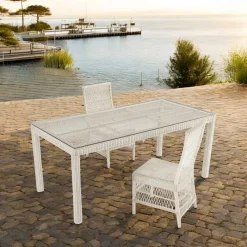 Viadurini in the Garden Gartentische Fest-Rechteckiger Gartentisch mit 2 Sesseln und 4 Stühlen - Gigi