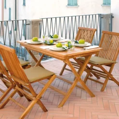 Viadurini in the Garden Gartentische Aus Teakholz-Rechteckiger Gartentisch 120x70 cm aus Teakholz - Alba