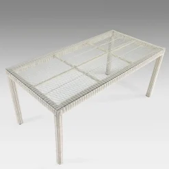 Viadurini in the Garden Gartentische Fest-Rechteckiger Gartentisch aus Polyrattan und Glas - Gigi