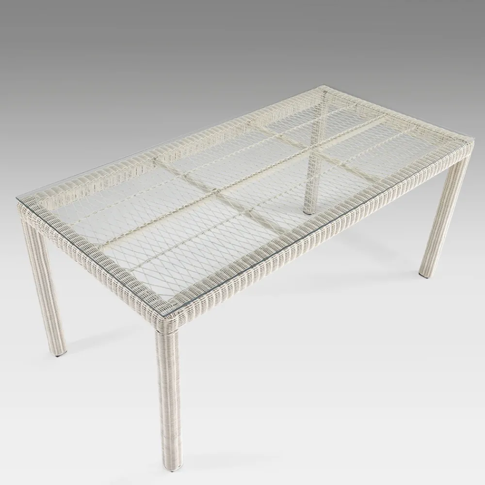 Viadurini in the Garden Gartentische Fest-Rechteckiger Gartentisch aus Polyrattan und Glas - Gigi