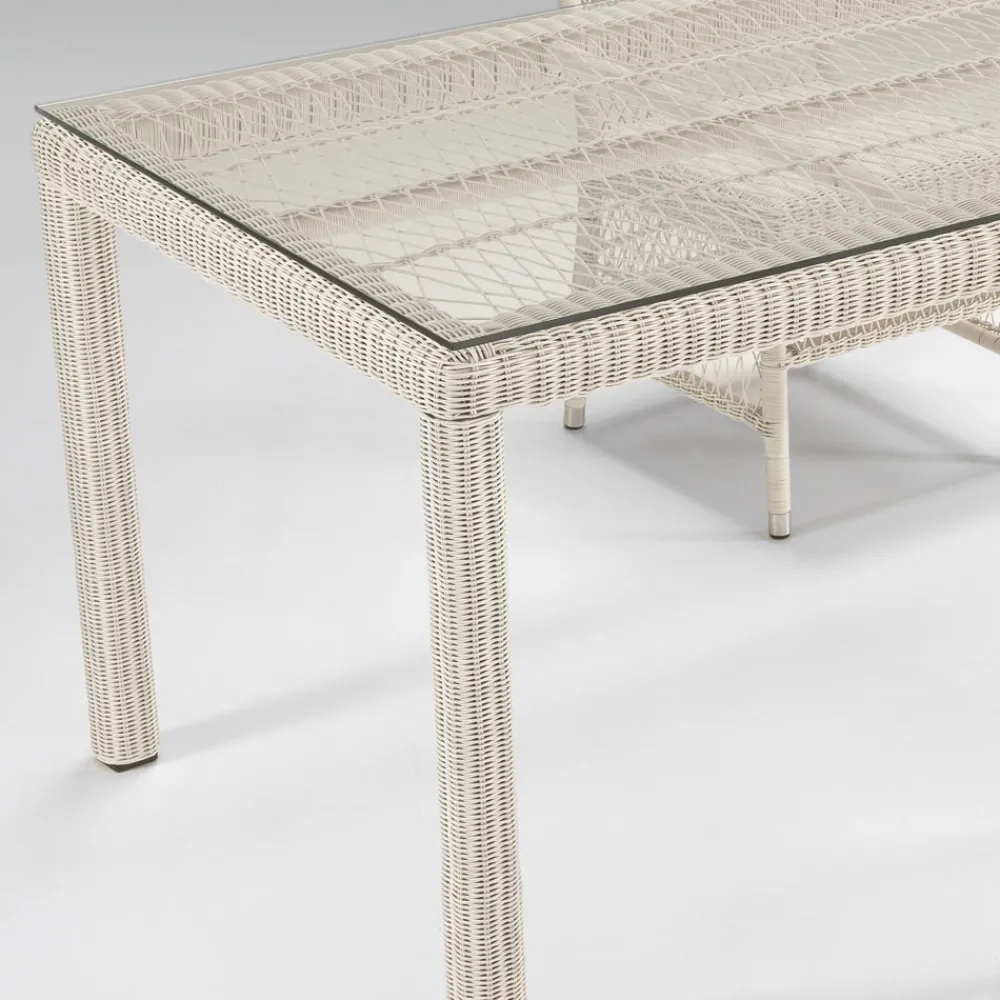 Viadurini in the Garden Gartentische Fest-Rechteckiger Gartentisch aus Polyrattan und Glas - Gigi