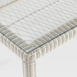 Viadurini in the Garden Gartentische Fest-Rechteckiger Gartentisch aus Polyrattan und Glas - Gigi
