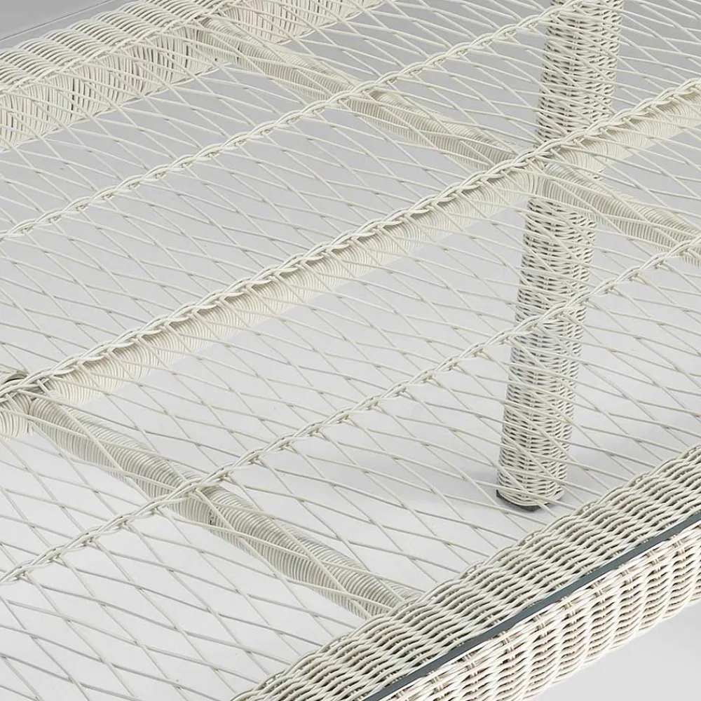 Viadurini in the Garden Gartentische Fest-Rechteckiger Gartentisch aus Polyrattan und Glas - Gigi