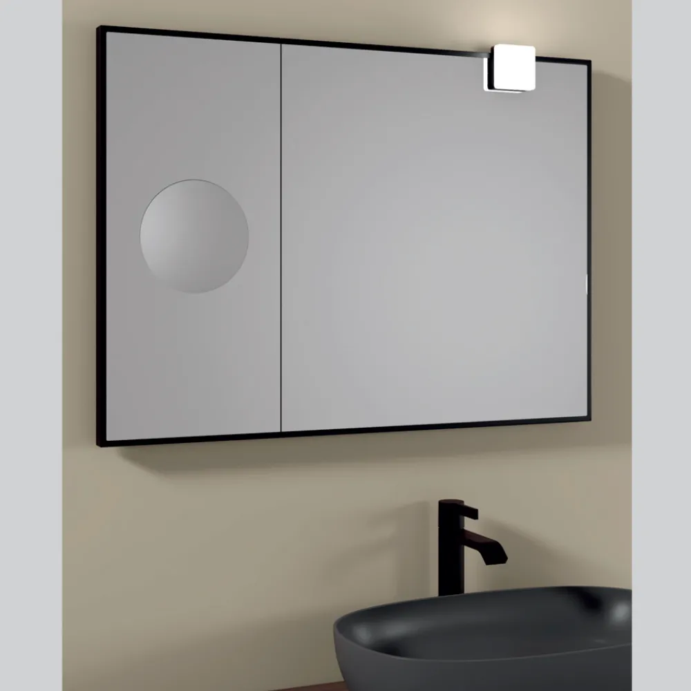 Viadurini Bathroom Badspiegel-Rechteckiger Holzspiegel und Vergrößerungsspiegel, hergestellt in Italien – Curie