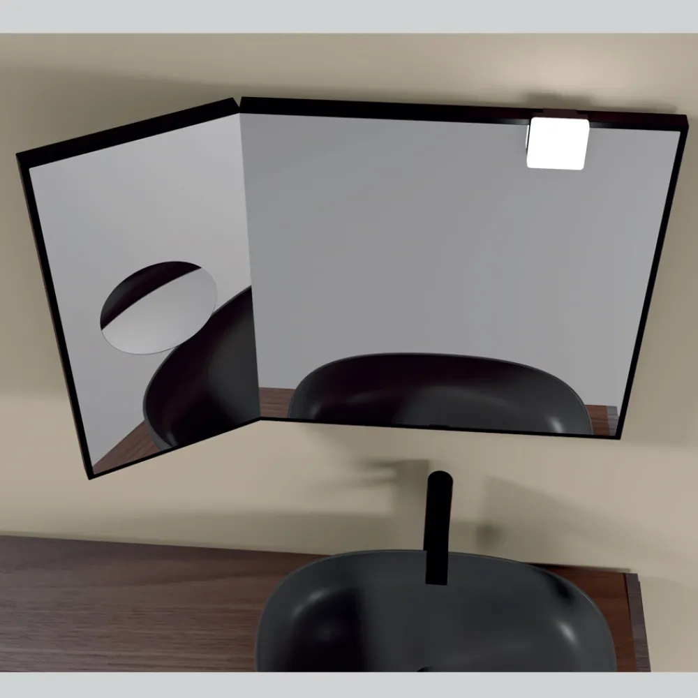 Viadurini Bathroom Badspiegel-Rechteckiger Holzspiegel und Vergrößerungsspiegel, hergestellt in Italien – Curie