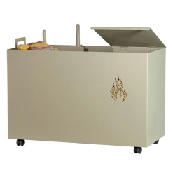 Viadurini Fire Design Pelletkorb-Rechteckiger Pellethalter aus Metall mit 4 Rädern, hergestellt in Italien – Aquila