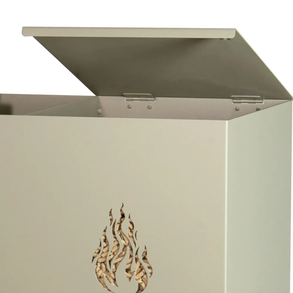 Viadurini Fire Design Pelletkorb-Rechteckiger Pellethalter aus Metall mit 4 Rädern, hergestellt in Italien – Aquila