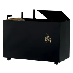 Viadurini Fire Design Pelletkorb-Rechteckiger Pellethalter aus Metall mit 4 Rädern, hergestellt in Italien – Aquila