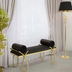 Viadurini Living Moderne Wohnzimmerbank-Rechteckiger Sitzbankstoff im modernen Design, Eisen und MDF - Harding