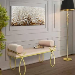 Viadurini Living Moderne Wohnzimmerbank-Rechteckiger Sitzbankstoff im modernen Design, Eisen und MDF - Harding