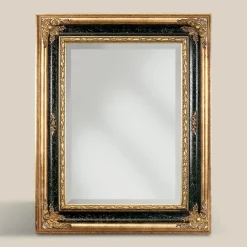 Viadurini Classic Wandspiegel-Rechteckiger Spiegel aus Gold und schwarzem Blattholz Made in Italy - Sophie