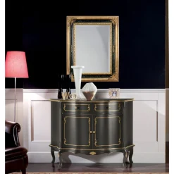 Viadurini Classic Wandspiegel-Rechteckiger Spiegel aus Gold und schwarzem Blattholz Made in Italy - Sophie