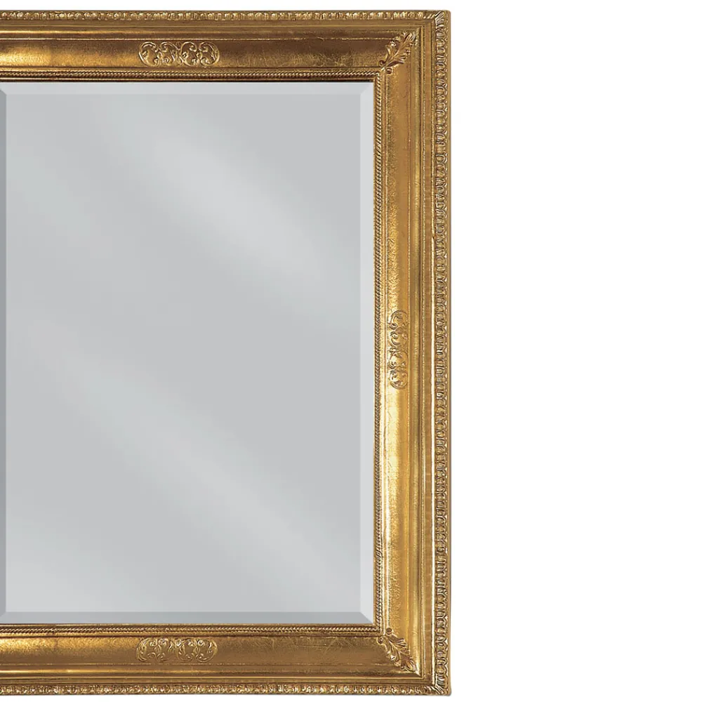 Viadurini Classic Wandspiegel-Rechteckiger Spiegel aus leicht antikisiertem Blattgold, hergestellt in Italien – Abeona