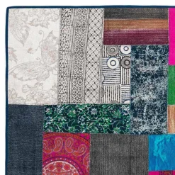 Viadurini Carpets Teppiche-Rechteckiger Teppich aus blauer Kelim-Baumwolle oder farbigem Patchwork - Faser