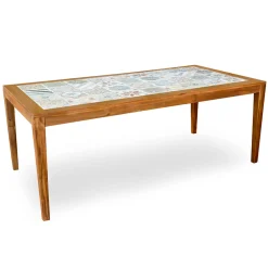 Viadurini in the Garden Gartentische Aus Teakholz-Rechteckiger Tisch aus Akazienholz und Keramikplatte - Technical