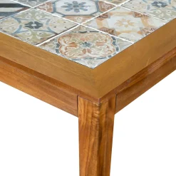 Viadurini in the Garden Gartentische Aus Teakholz-Rechteckiger Tisch aus Akazienholz und Keramikplatte - Technical