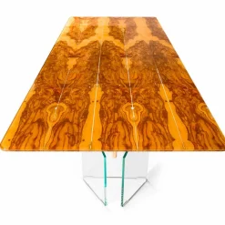 Viadurini Living Esstische Nach Mass-Rechteckiger Tisch aus Olivenbaumholz und Glas Portofino