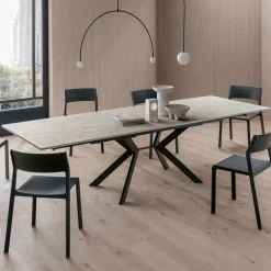 Viadurini Living Ausziehbare Esstische-Rechteckiger Tisch, ausziehbar auf 240 oder 280 cm, aus HPL und Metall - Geschenk