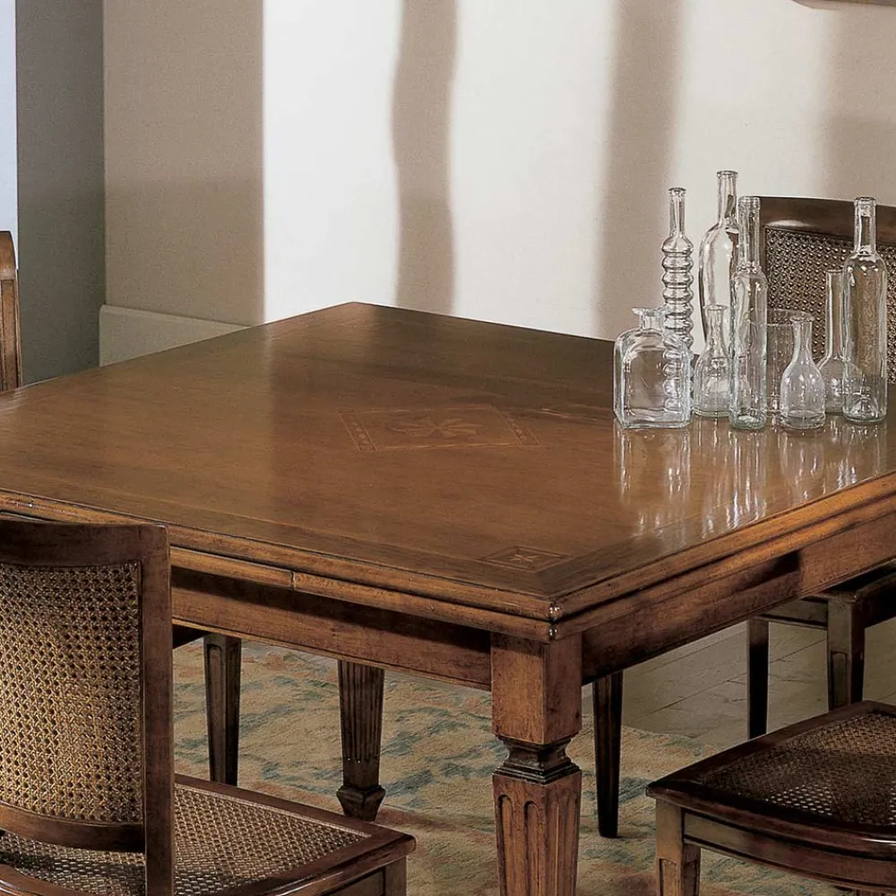 Viadurini Classic Ausziehbare Esstische-Rechteckiger Tisch mit 4 Holzstühlen Made in Italy - Angelite