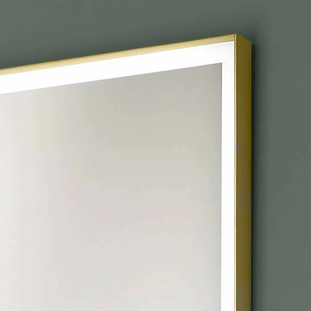 Viadurini Bathroom Wandspiegel-Rechteckiger Wandspiegel Metallrahmen verschiedene Farben und LED-Licht - Renga