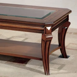 Viadurini Classic Klassische Couchtische-Rechteckiger Wohnzimmer-Couchtisch mit Glasplatte, hergestellt in Italien – Gaol