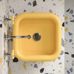 Viadurini Bathroom Farbige Waschbecken-Rechteckiges Aufsatzwaschbecken aus Keramik – Marineblau