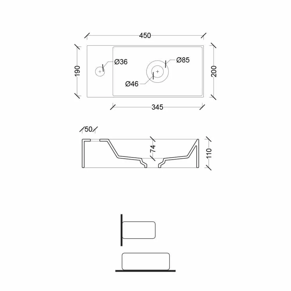 Viadurini Bathroom Keramikwaschbecken-Rechteckiges Aufsatzwaschbecken aus Keramik Made in Italy - Act