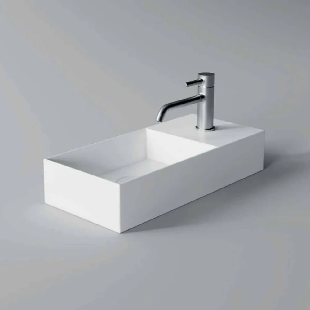 Viadurini Bathroom Keramikwaschbecken-Rechteckiges Aufsatzwaschbecken aus Keramik Made in Italy - Act