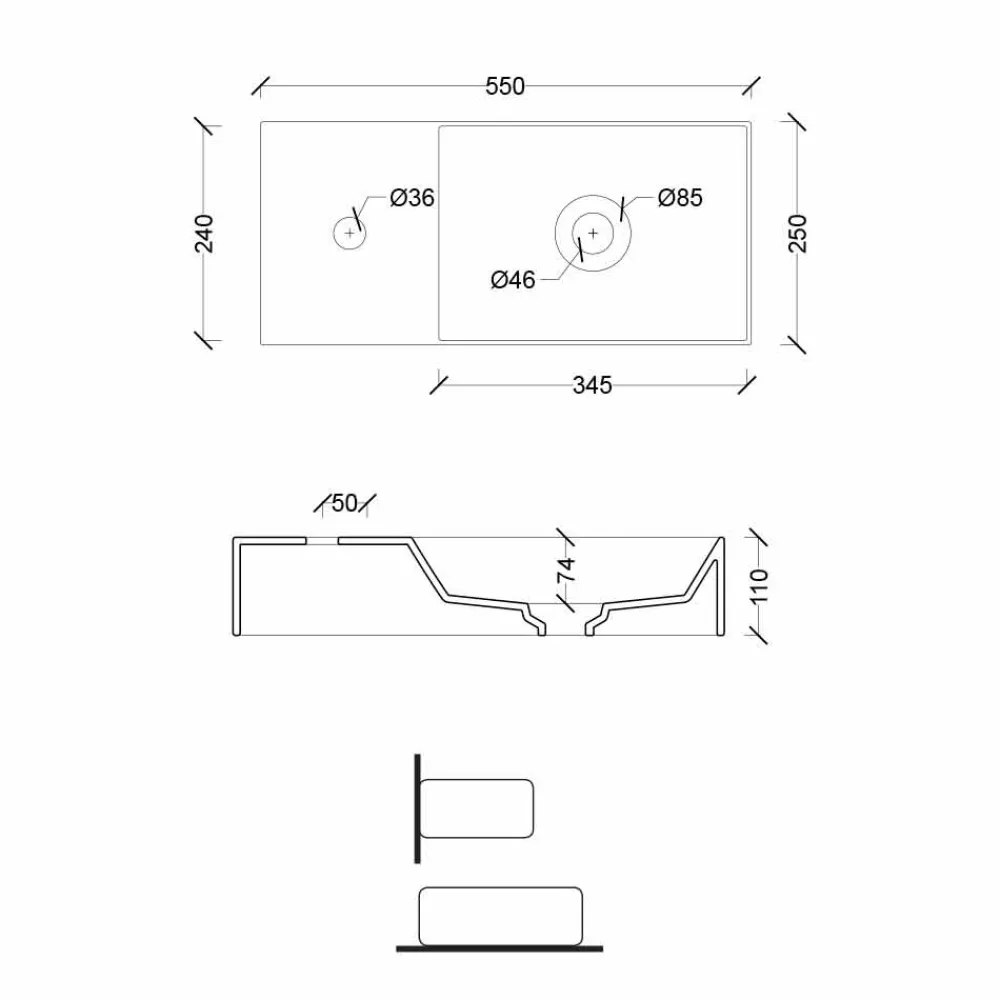 Viadurini Bathroom Keramikwaschbecken-Rechteckiges Aufsatzwaschbecken aus Keramik Made in Italy - Act