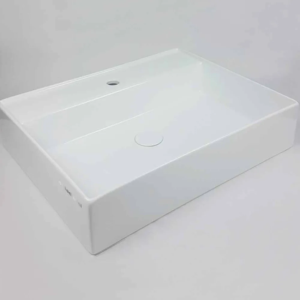 Viadurini Bathroom Keramikwaschbecken-Rechteckiges Aufsatzwaschbecken L 60 cm aus Keramik Made in Italy - Piacione