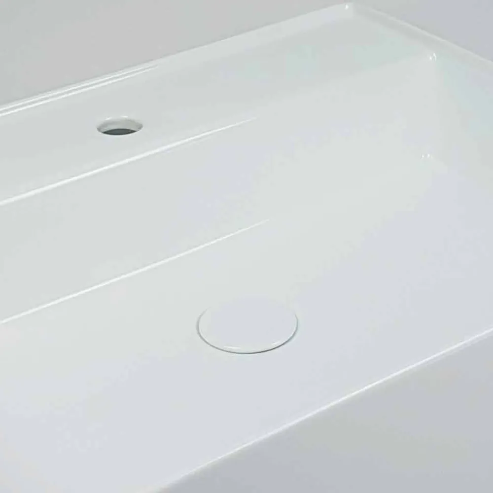 Viadurini Bathroom Keramikwaschbecken-Rechteckiges Aufsatzwaschbecken L 60 cm aus Keramik Made in Italy - Piacione