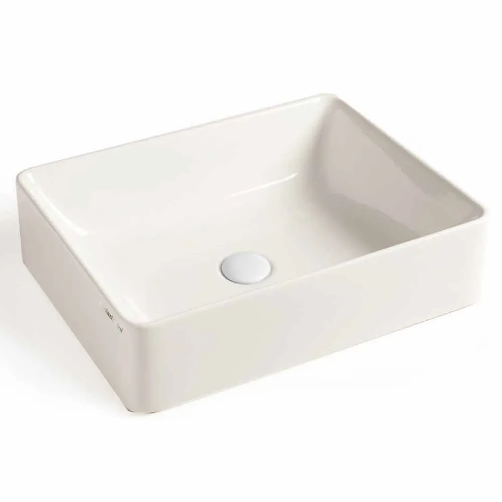 Viadurini Bathroom Keramikwaschbecken-Rechteckiges Aufsatzwaschbecken L 60 cm aus Keramik - Rotolino